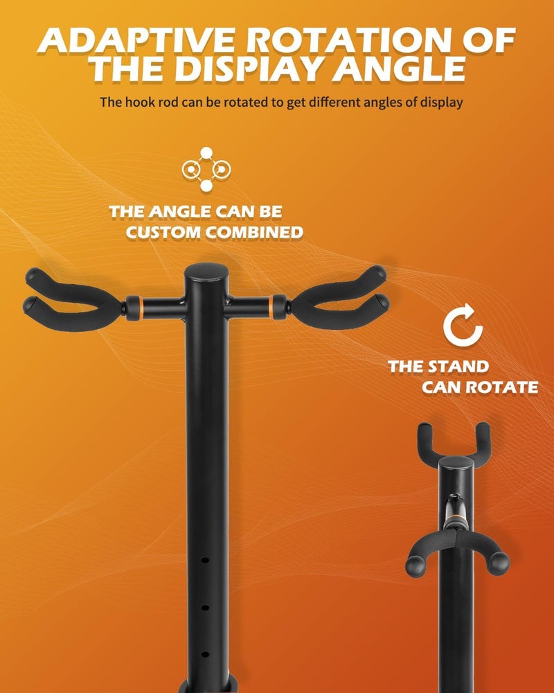 STRICH Guitar Stands Floor, 2 Adjustable Guitar Stand Holder, Heavy Duty 2 Guitar Stand for Acoustic Electric Guitars Bass Banjos, Folding Multi Guitar Stands 2-Holder, FH-S2 Black - Image 3